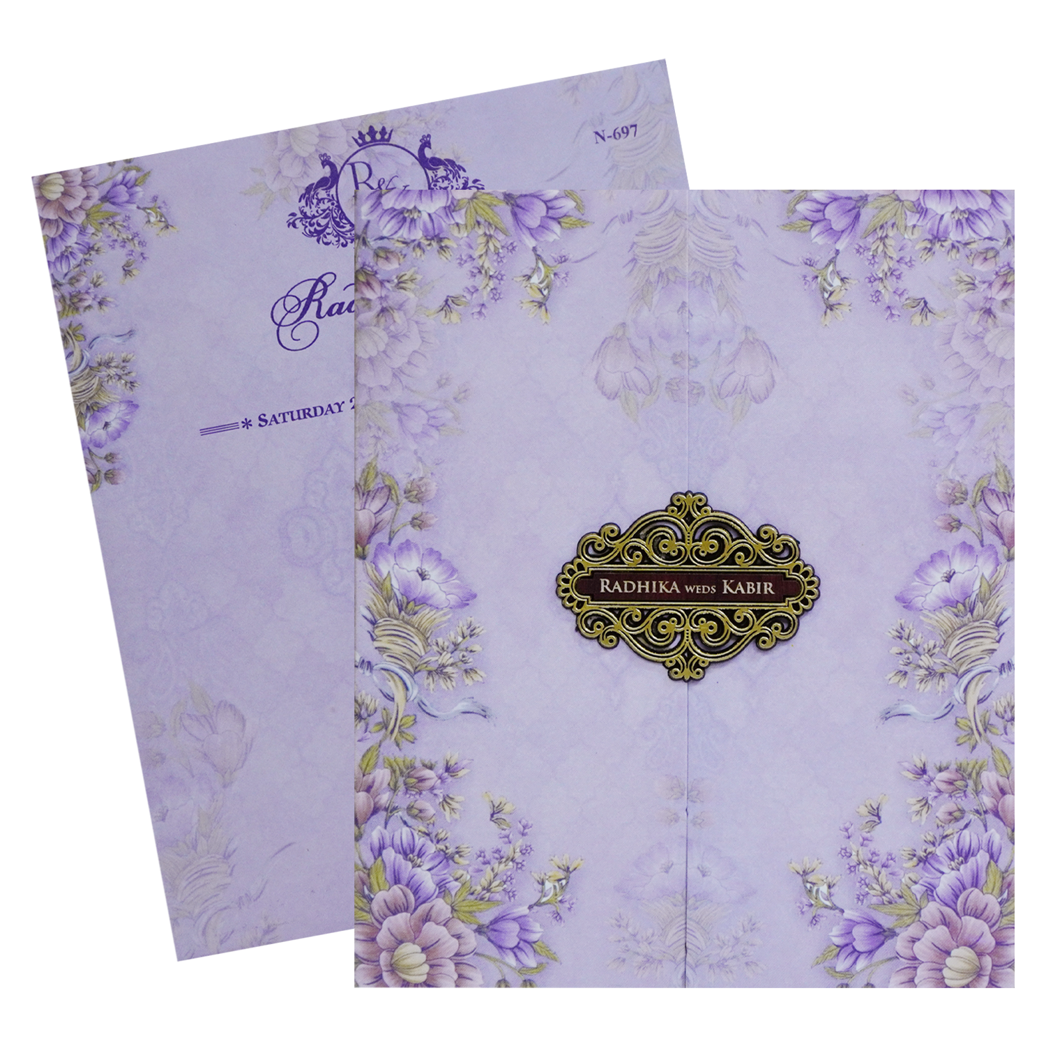 Very Light Purple Wedding Card-KVN06970