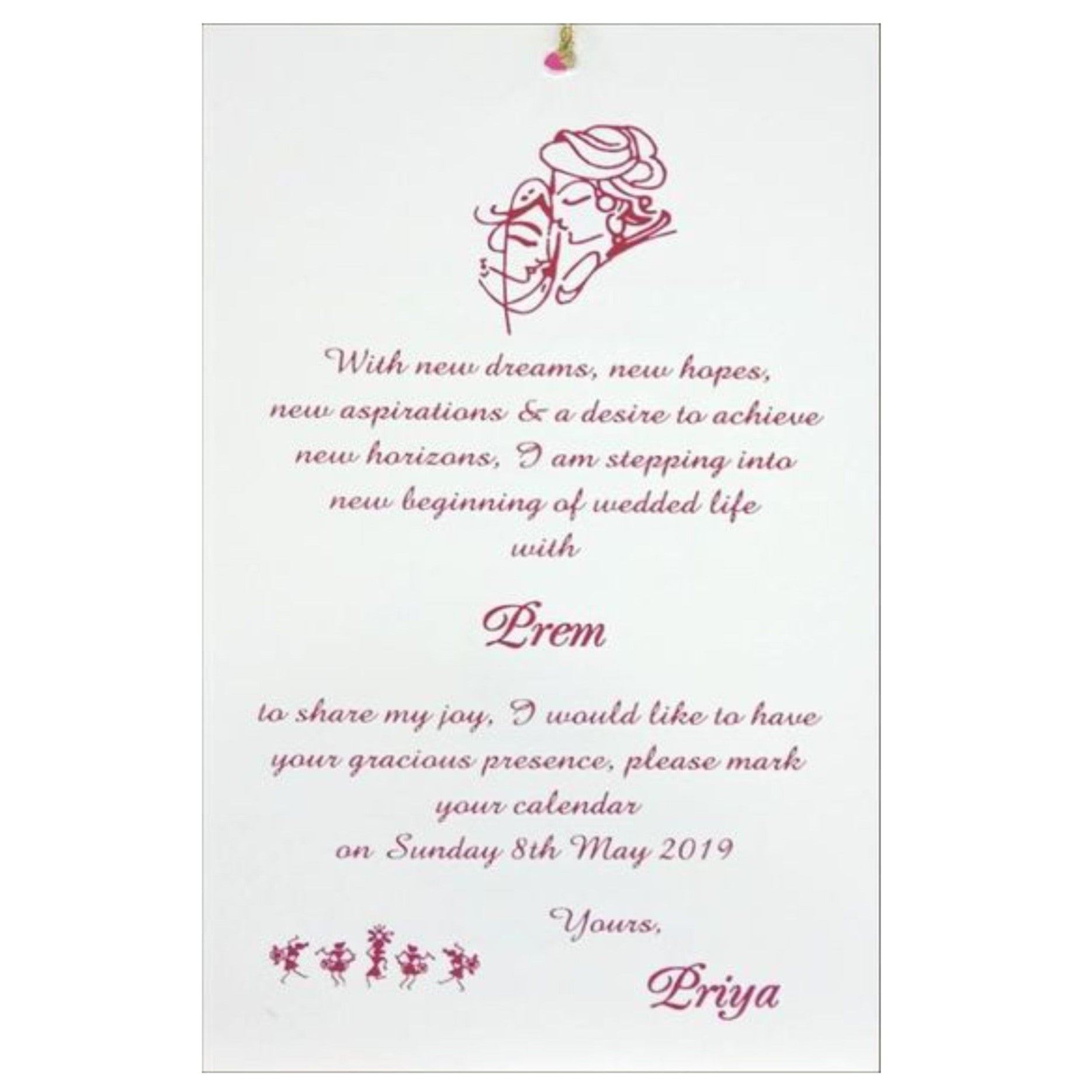 Awesome Gold Foiling With Pull-up Type Opening Personal Wedding Card - KNHU820D