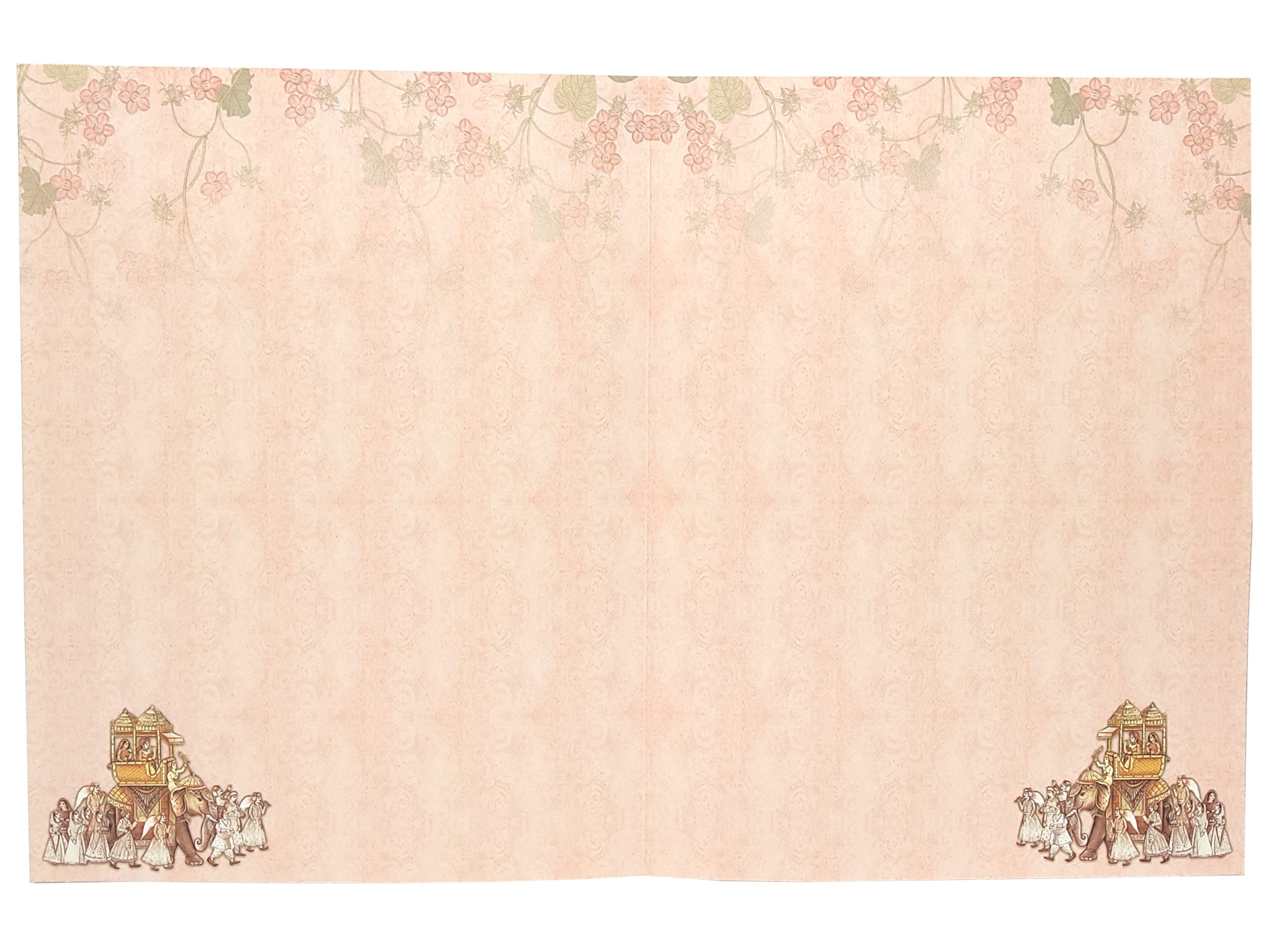 Pink Classic Floral Design With Elephant and Bride Groom Card-KNKC4054