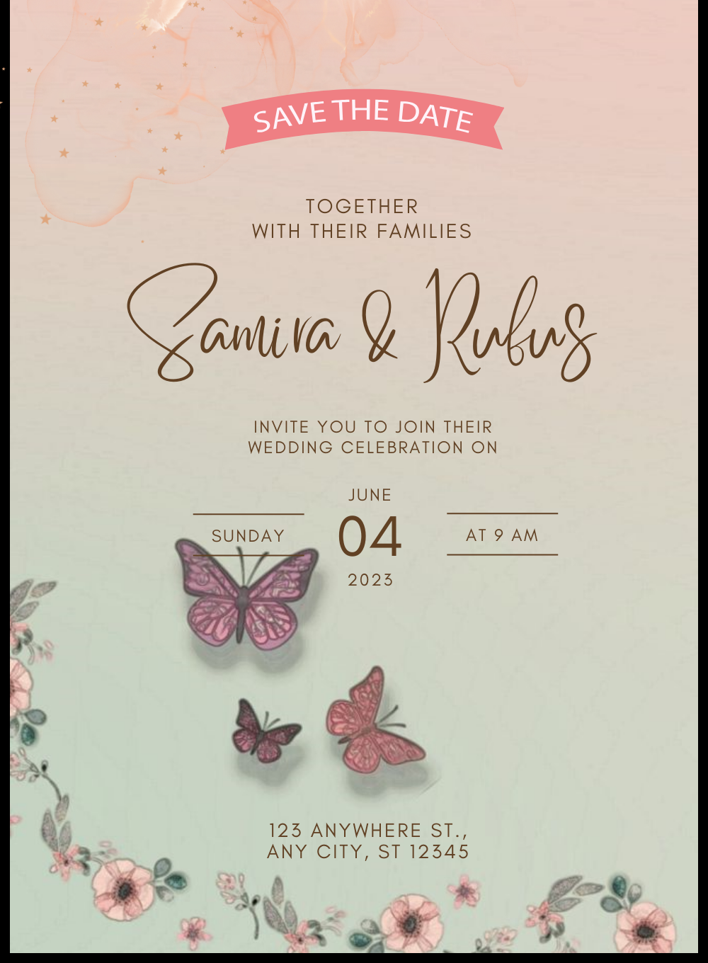 Pastel Butterflies Classic Invitation-AACLS006