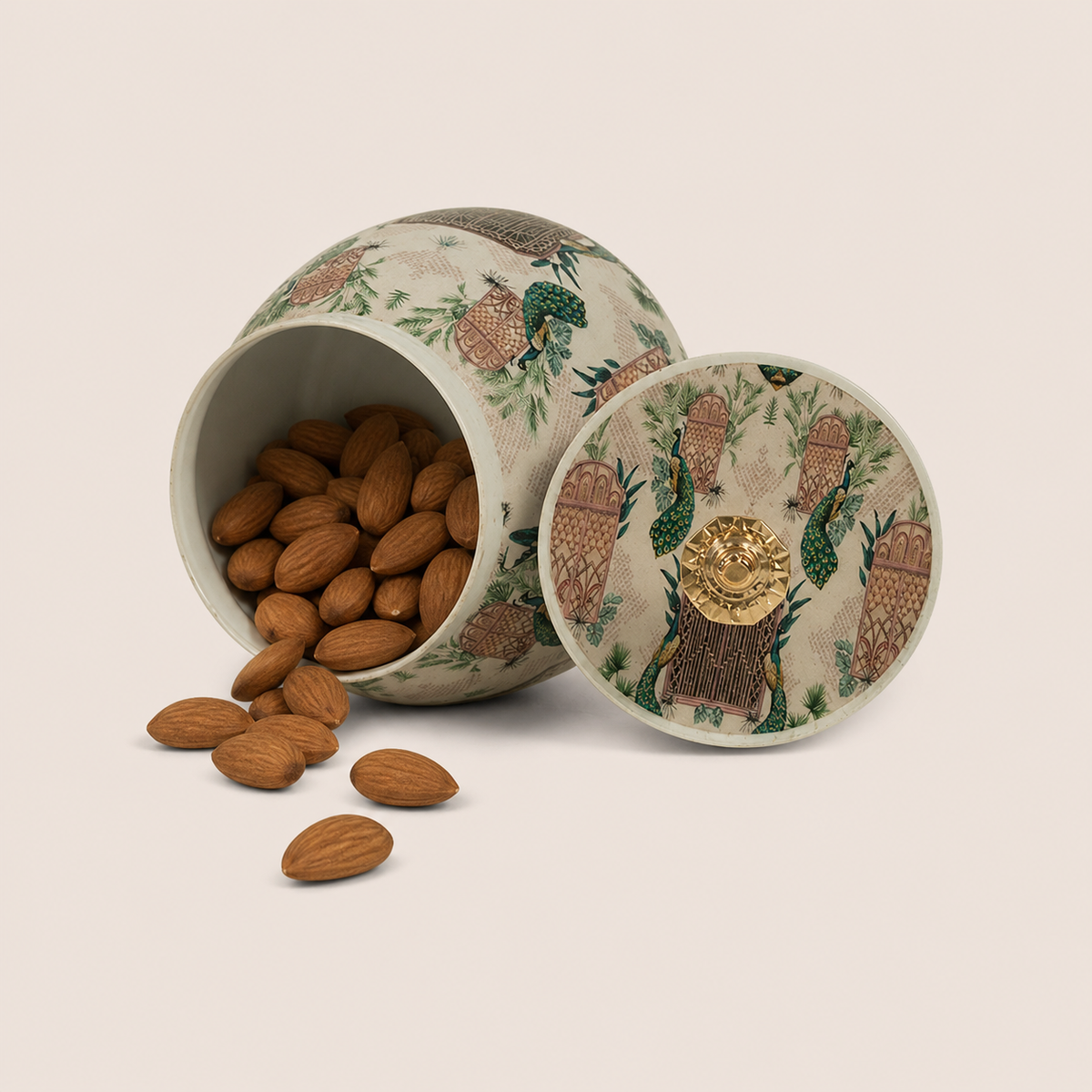 Ivory Royal Peacock Art Decorative Jar - KRAJ0050