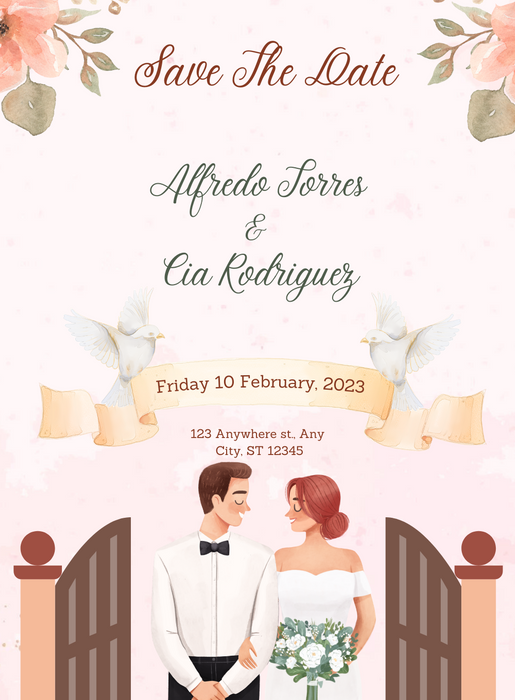 Pink Gate Christian Wedding Invitation-AACWI032| King of cards