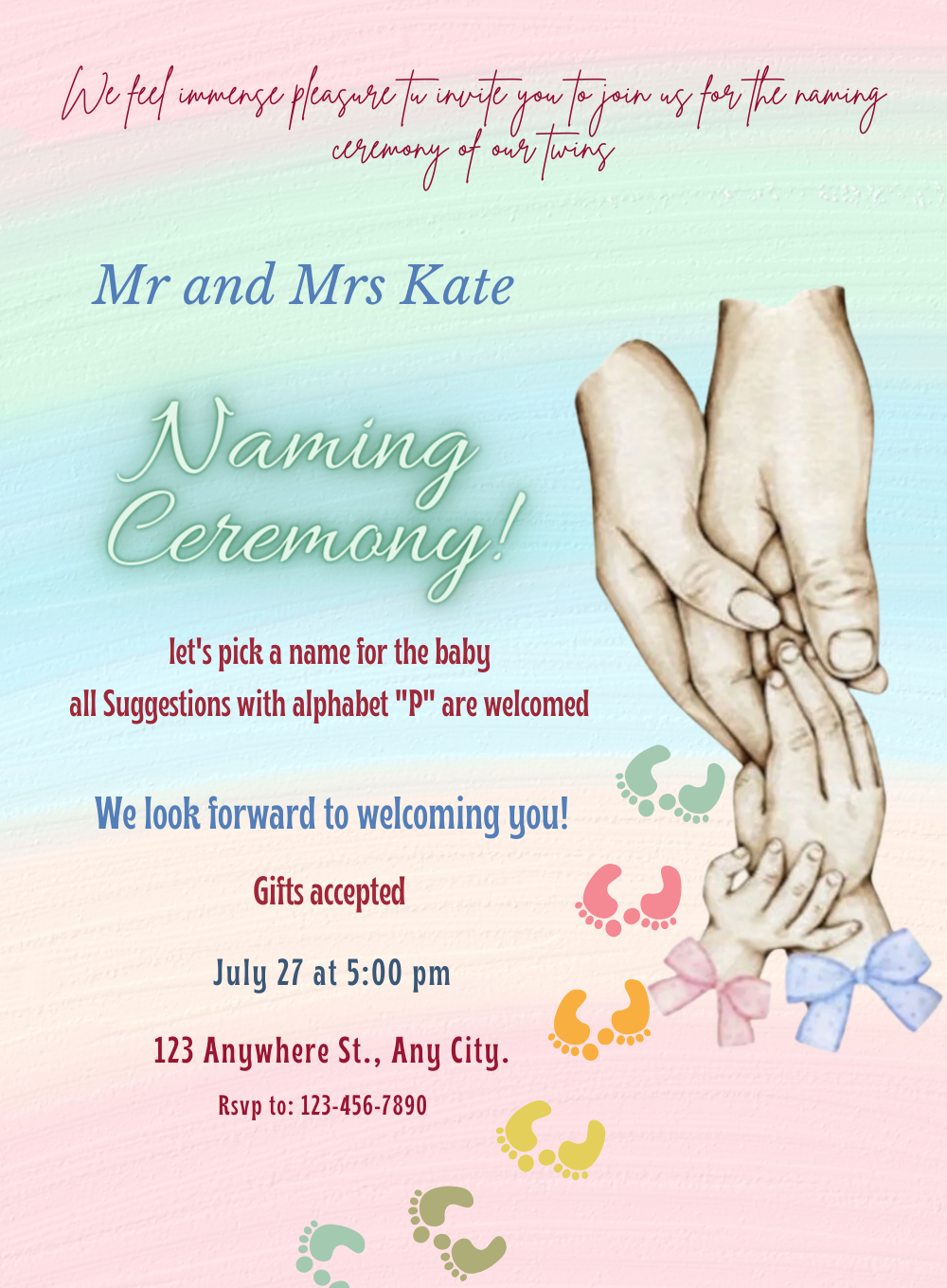 Pink Love Naming Ceremony Invitations-AANCI010