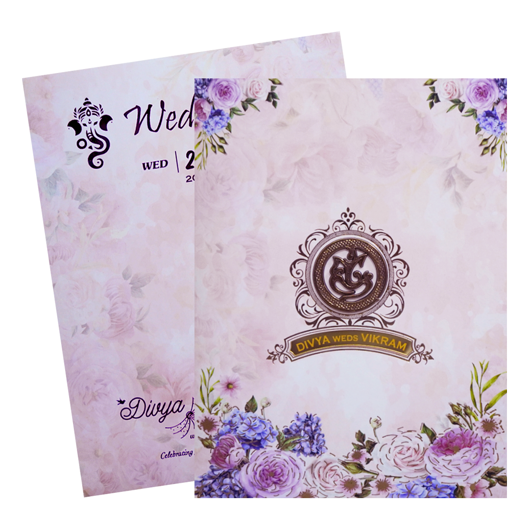 Colourful Floral Wedding Card With a Gold Touch-KNKC4061