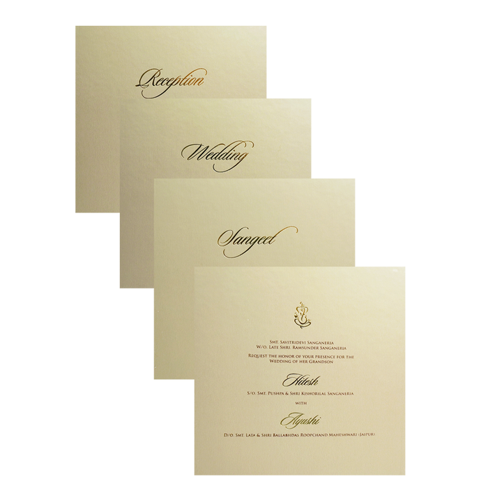 Light Brown Embossed Padded Wedding Card-King of Cards