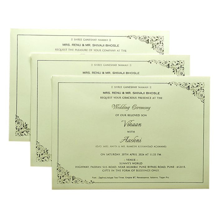 White Lotus Padded Invitation Card-King of Cards