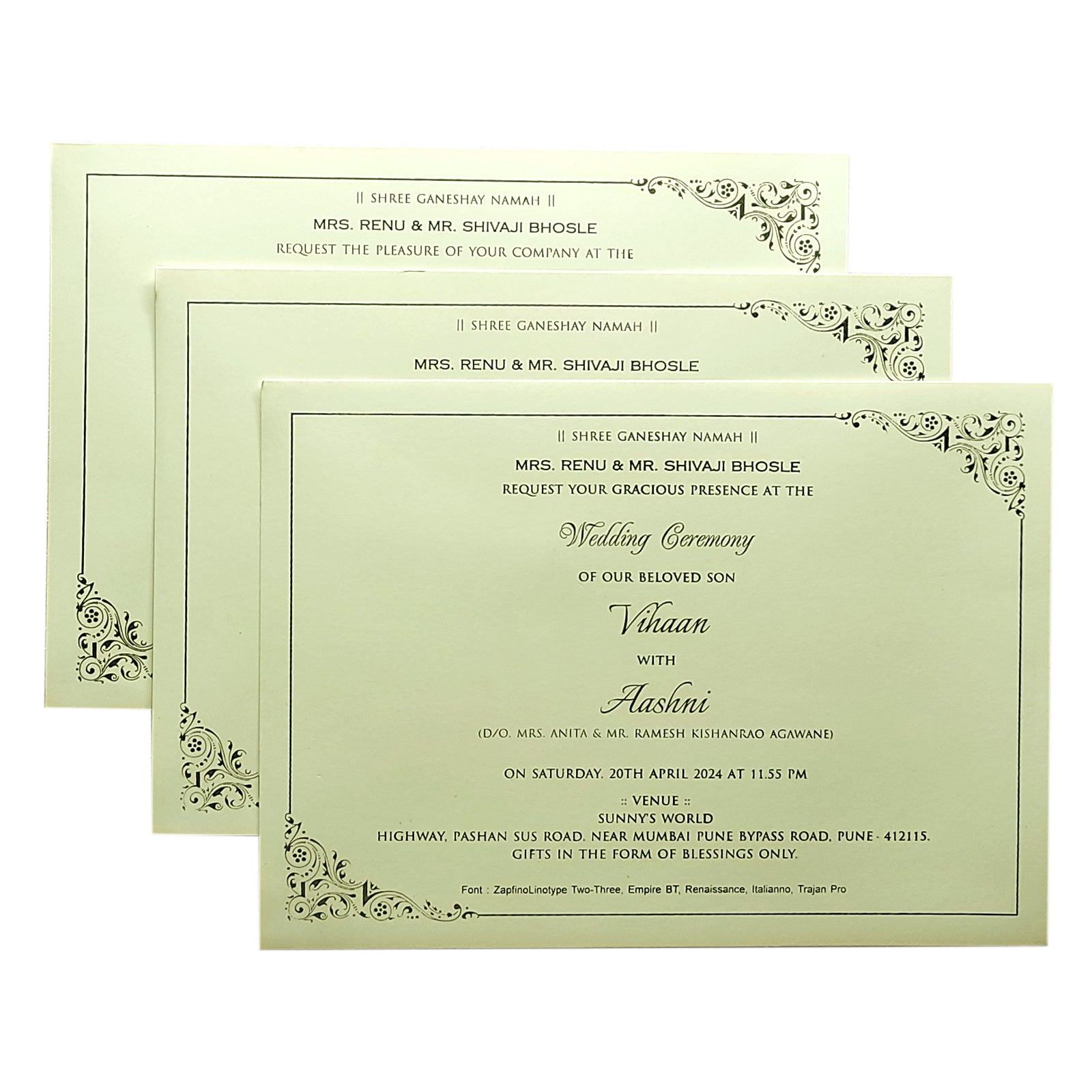 White Lotus Padded Invitation Card-KRC29850