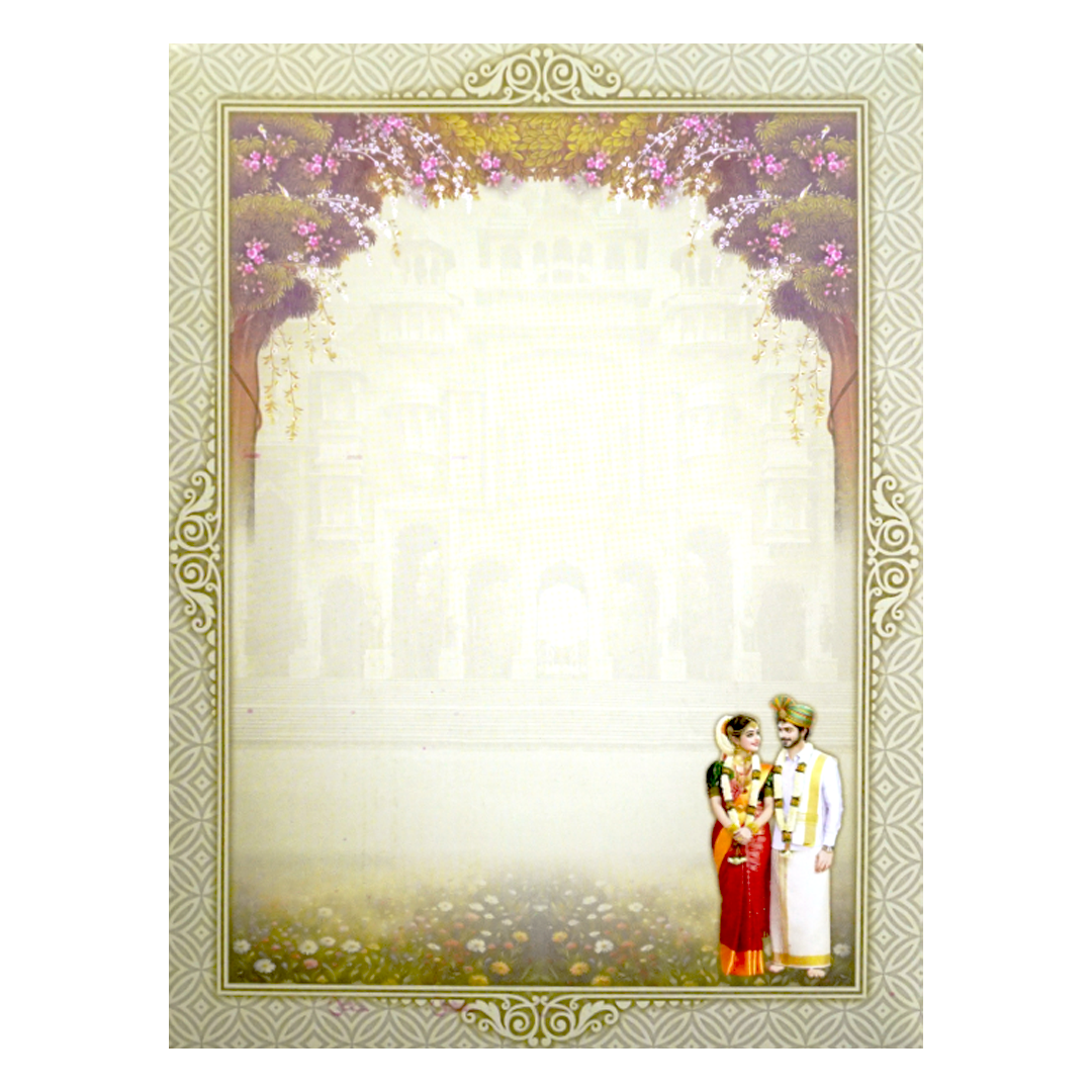 Green Bride & Groom and chariot Wedding Card-KNKC4080