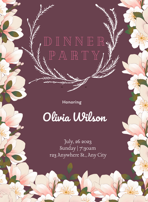 Purple Elegance Dinner Party Invitation-AADNI011