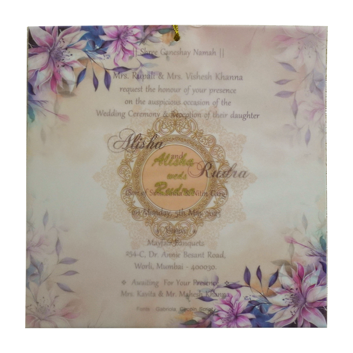 Pastel Floral Tracing Sheet Wedding Invitation-King of Cards
