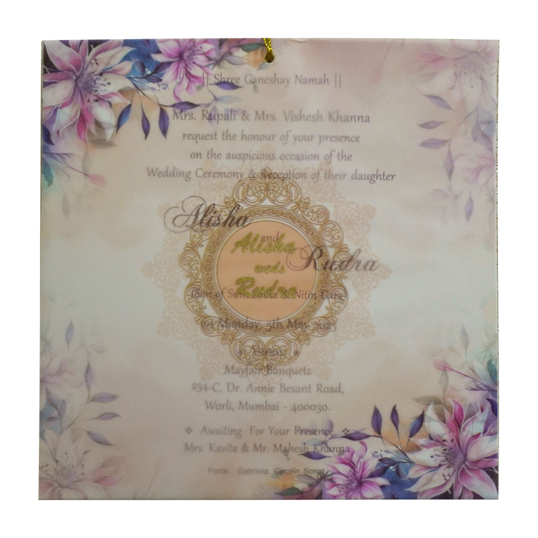 Pastel Floral Tracing Sheet Wedding Invitation-KRC30830