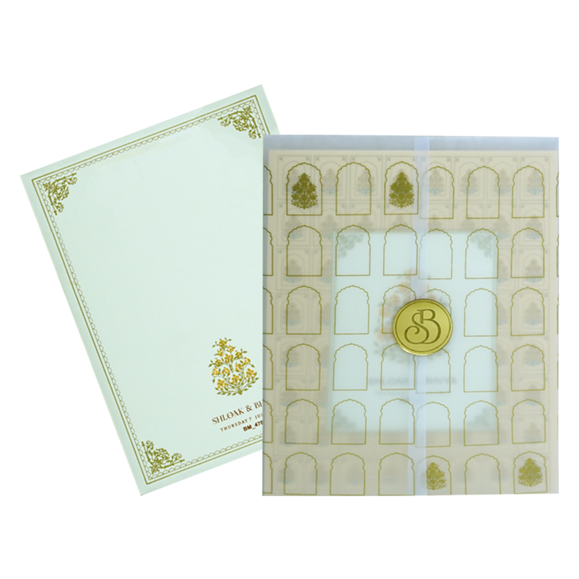 Cream Tracing Sheet Wedding Card Design-KBM04700