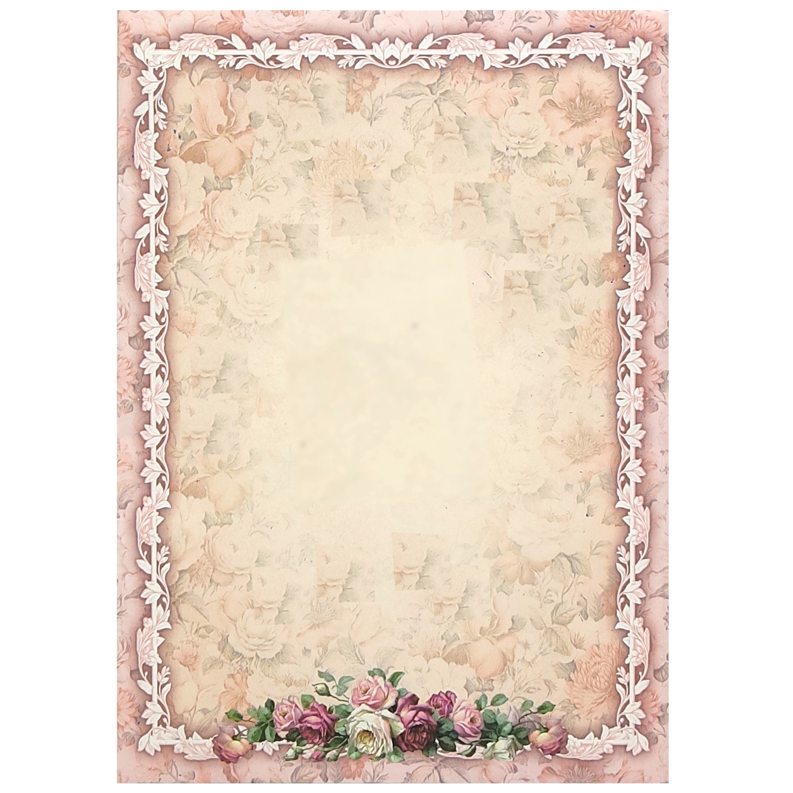 Cream Pink Floral Wedding Card - KNCP254P