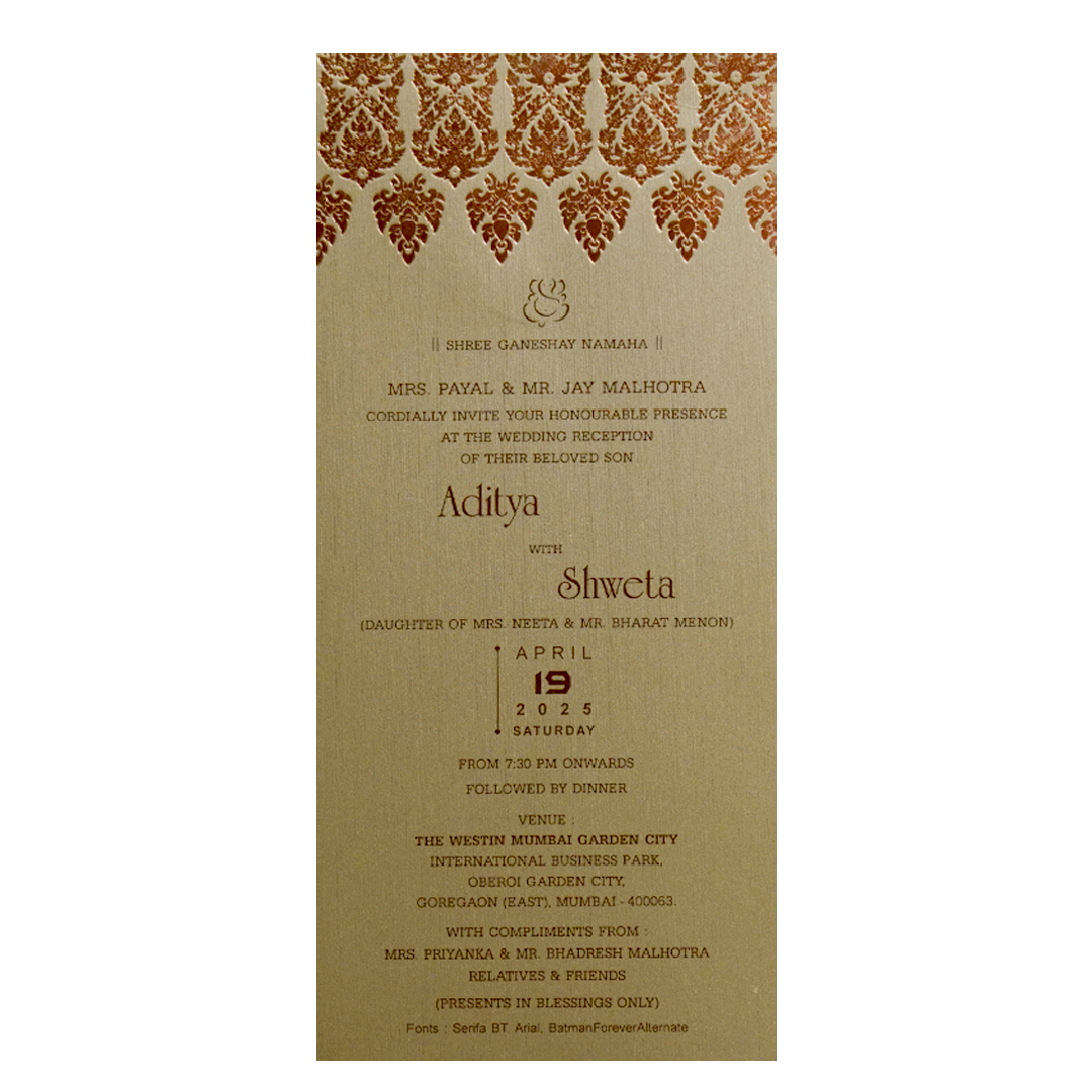 Metallic Brown Single Wedding Card-King of Cards