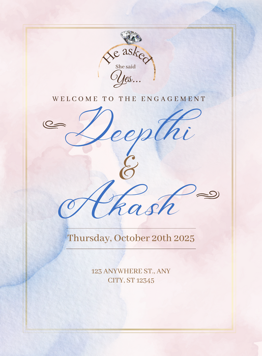 Pink Elegance Engagement Invitation-AAENG001