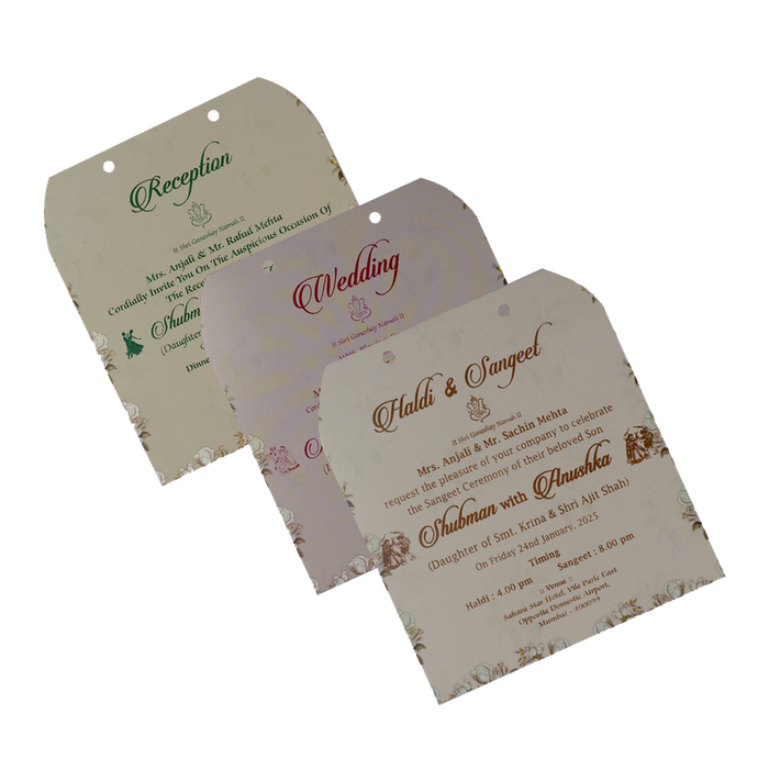 Cream Floral Laser Cut MDF Invitation Card-King of Cards