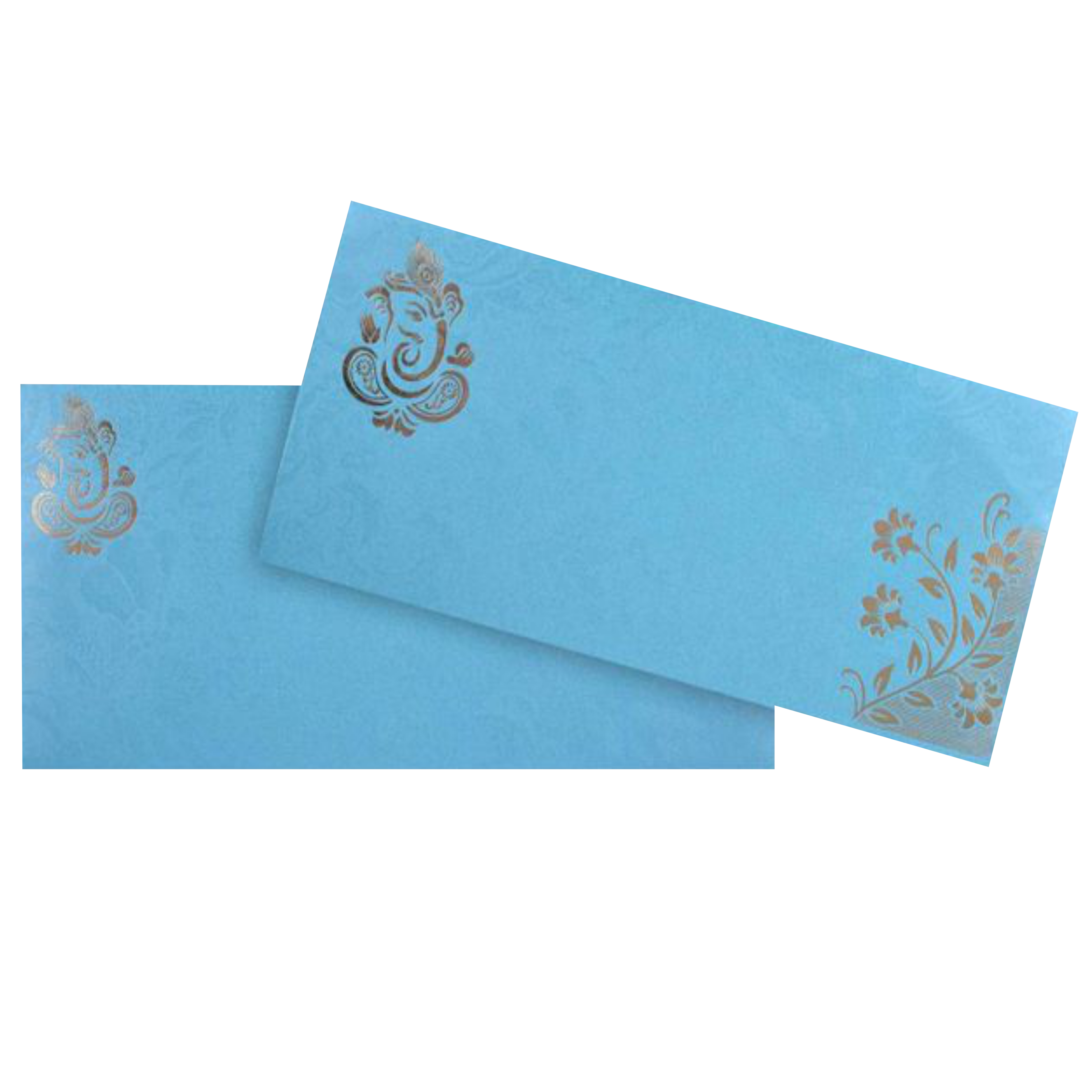 Light Blue Floral Metallic Invitation Card
