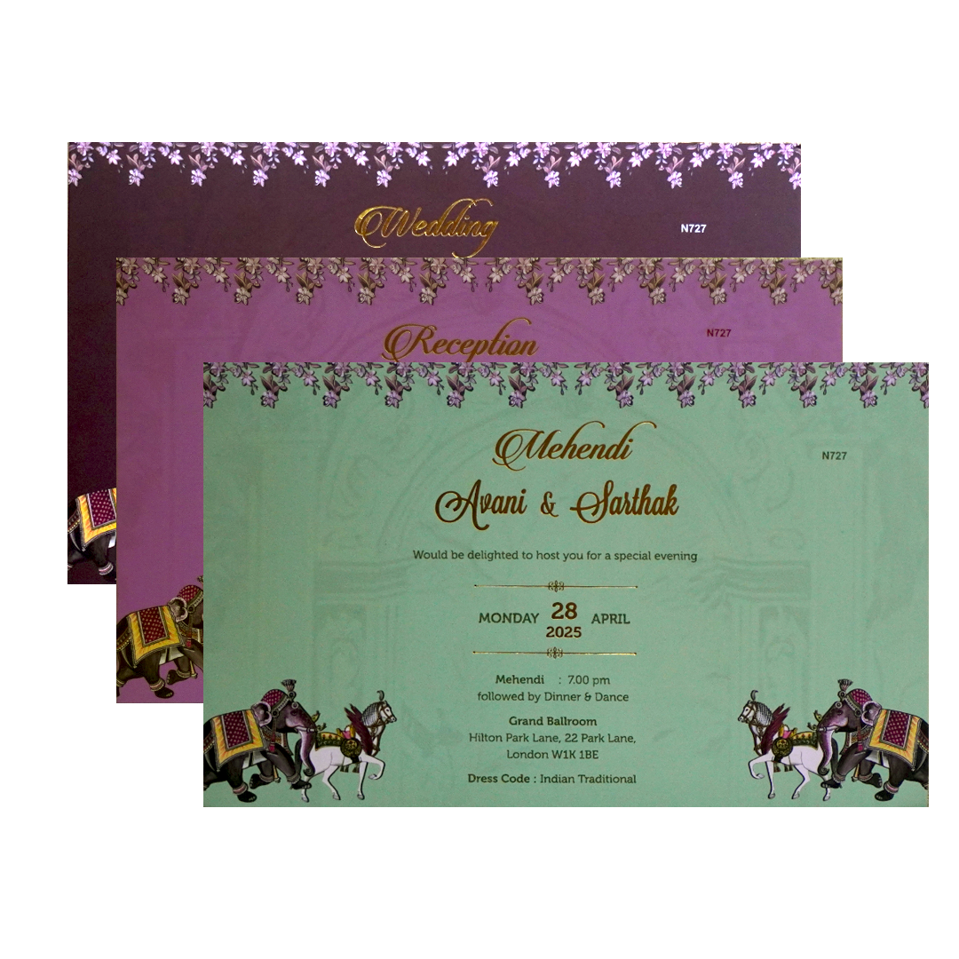 Mauve Purple Royal Wedding Card-KVN07270