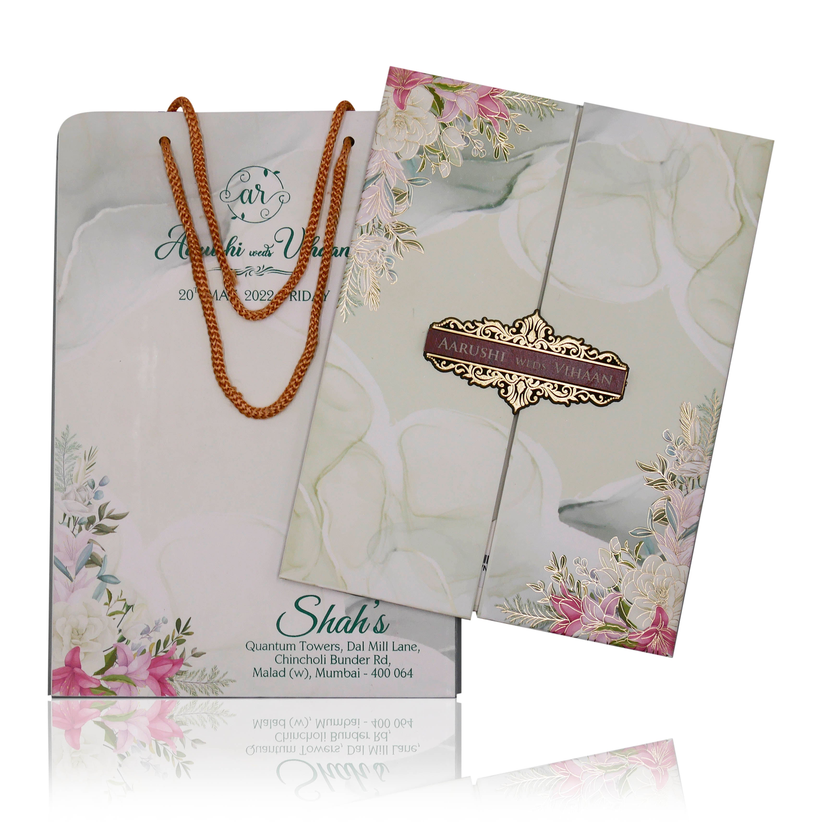 Pale Soft Green Floral Invitation-KVN05660