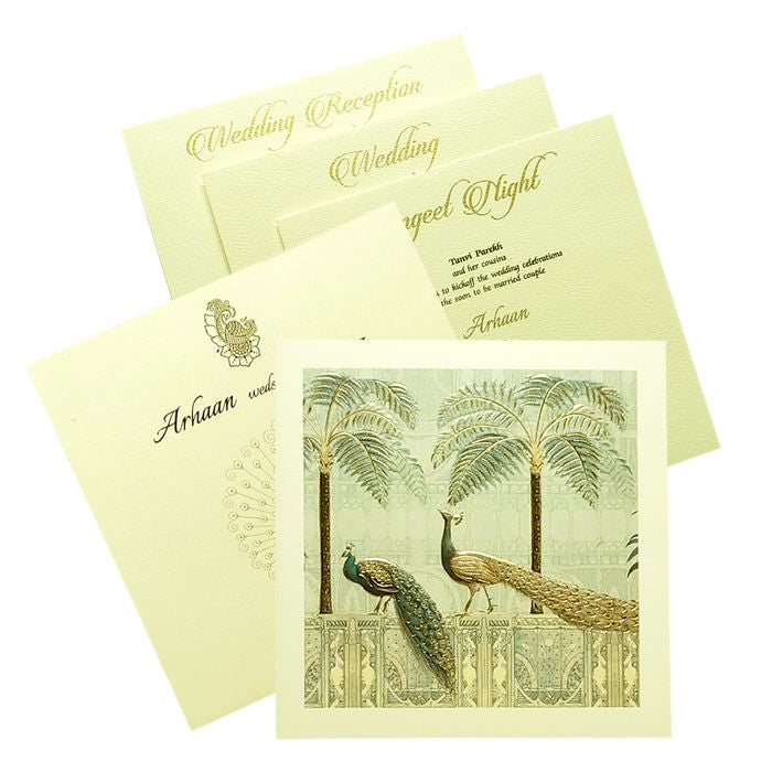 White Peacock Invitation Card-King of Cards