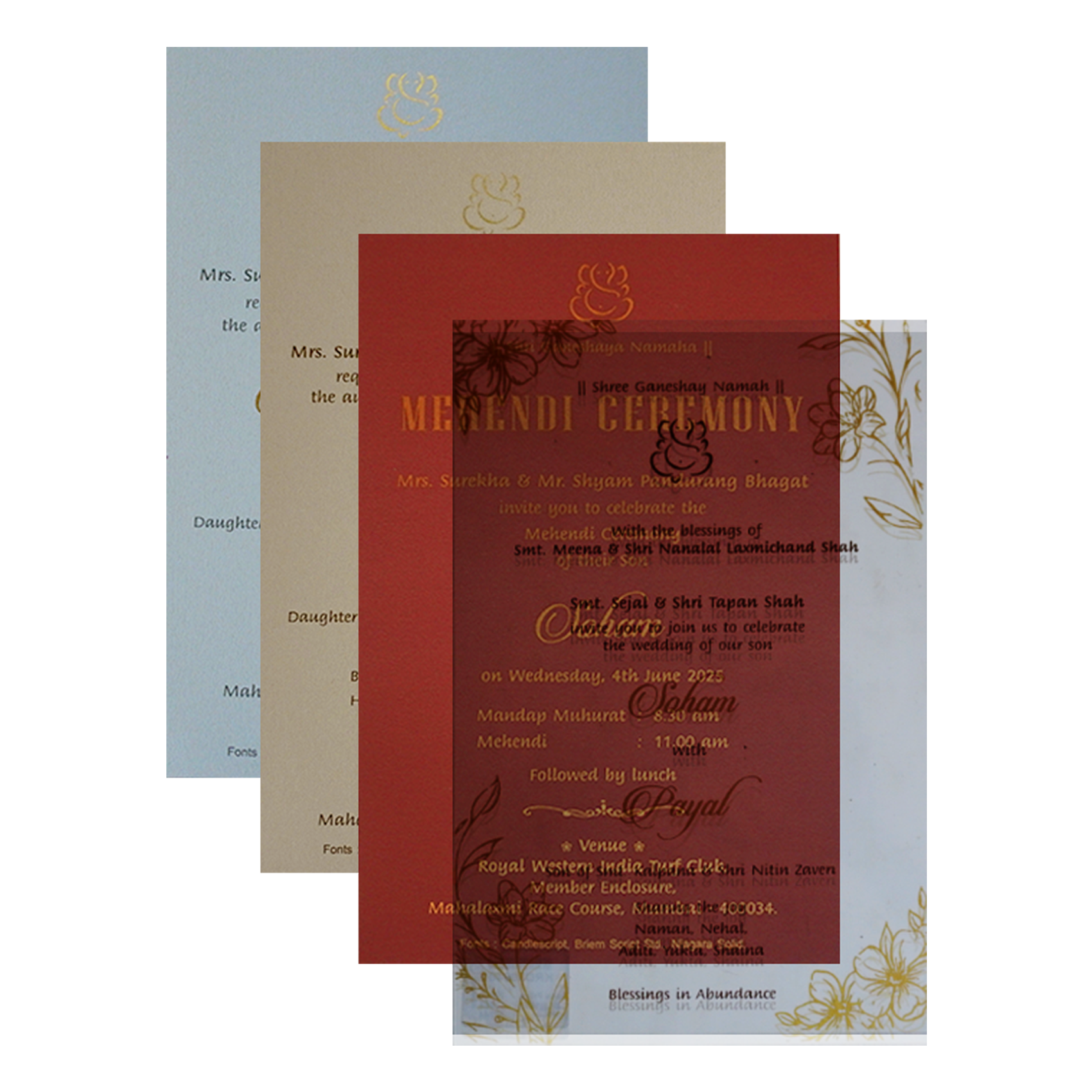 Beige Tracing Sheet Invitation Card-Krc30840