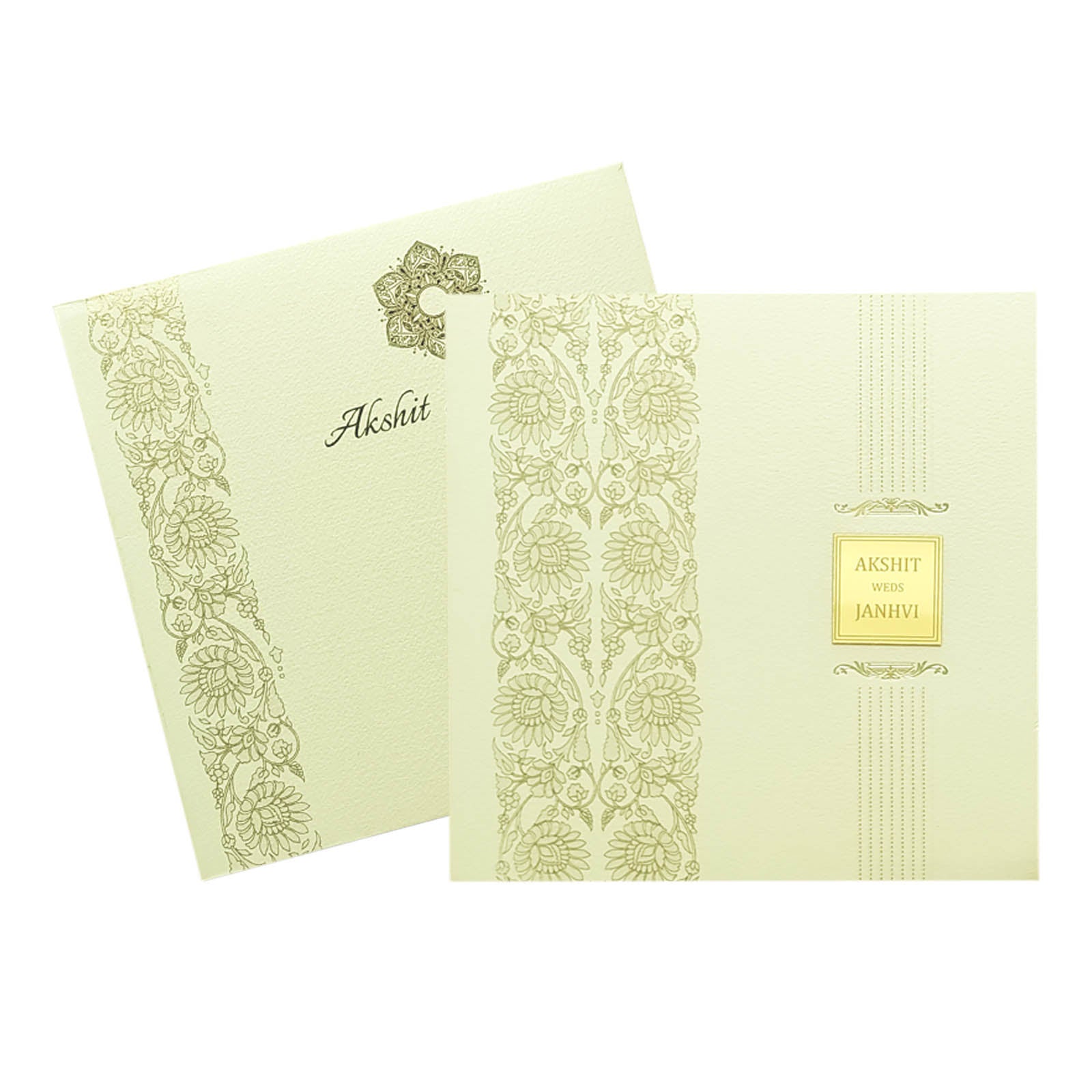 White Floral Padded Invitation Card-KRC29280