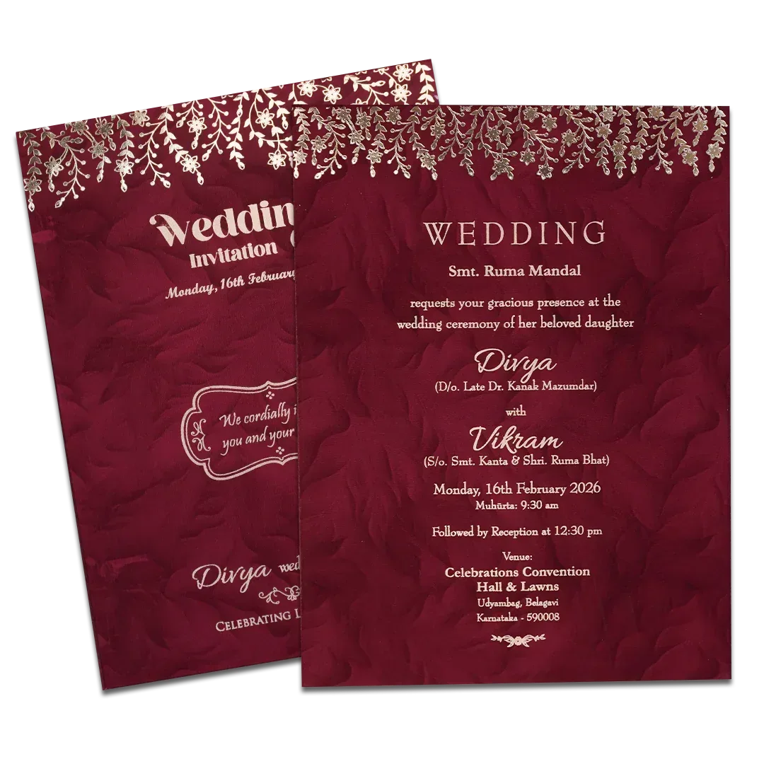 Red Gold Single Sheet Wedding Card-KNPD1485