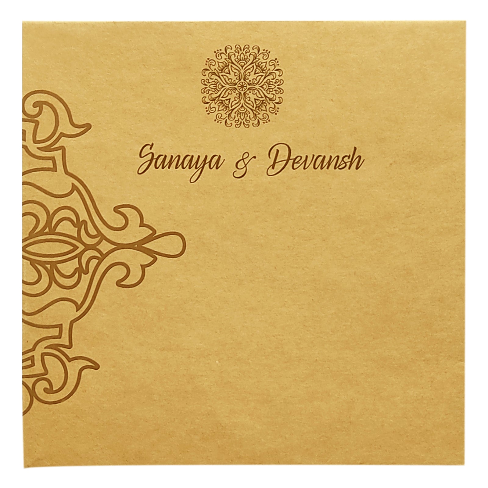 Brown Embossed Box Invitation Card-KRC29271