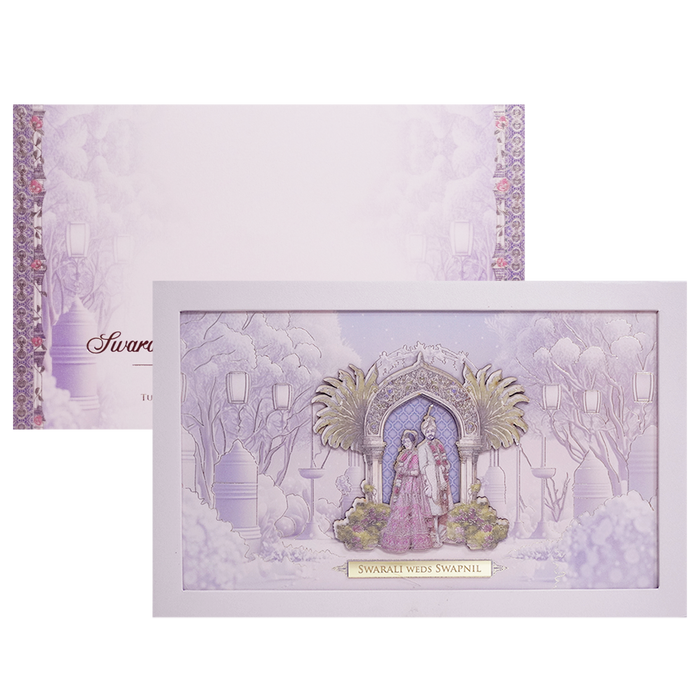 Pink Pop-up Padded Wedding Card Design-King of Cards
