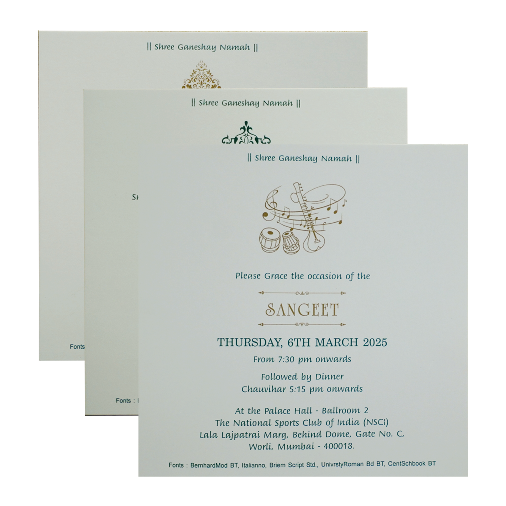 Teal Blue Nameplate Padded Wedding Card-KRC30292