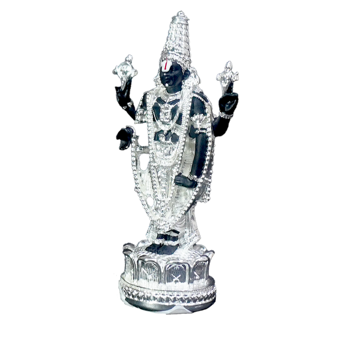Balaji Idol in Black & German Silver Finish-King of Cards
