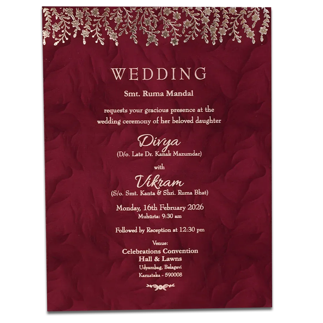 Red Gold Single Sheet Wedding Card-KNPD1485