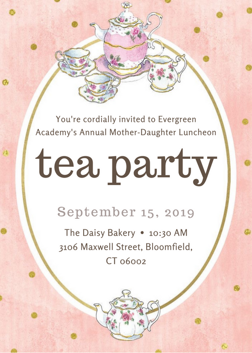 Pink Dotted Design Tea Invitation-AATEA004