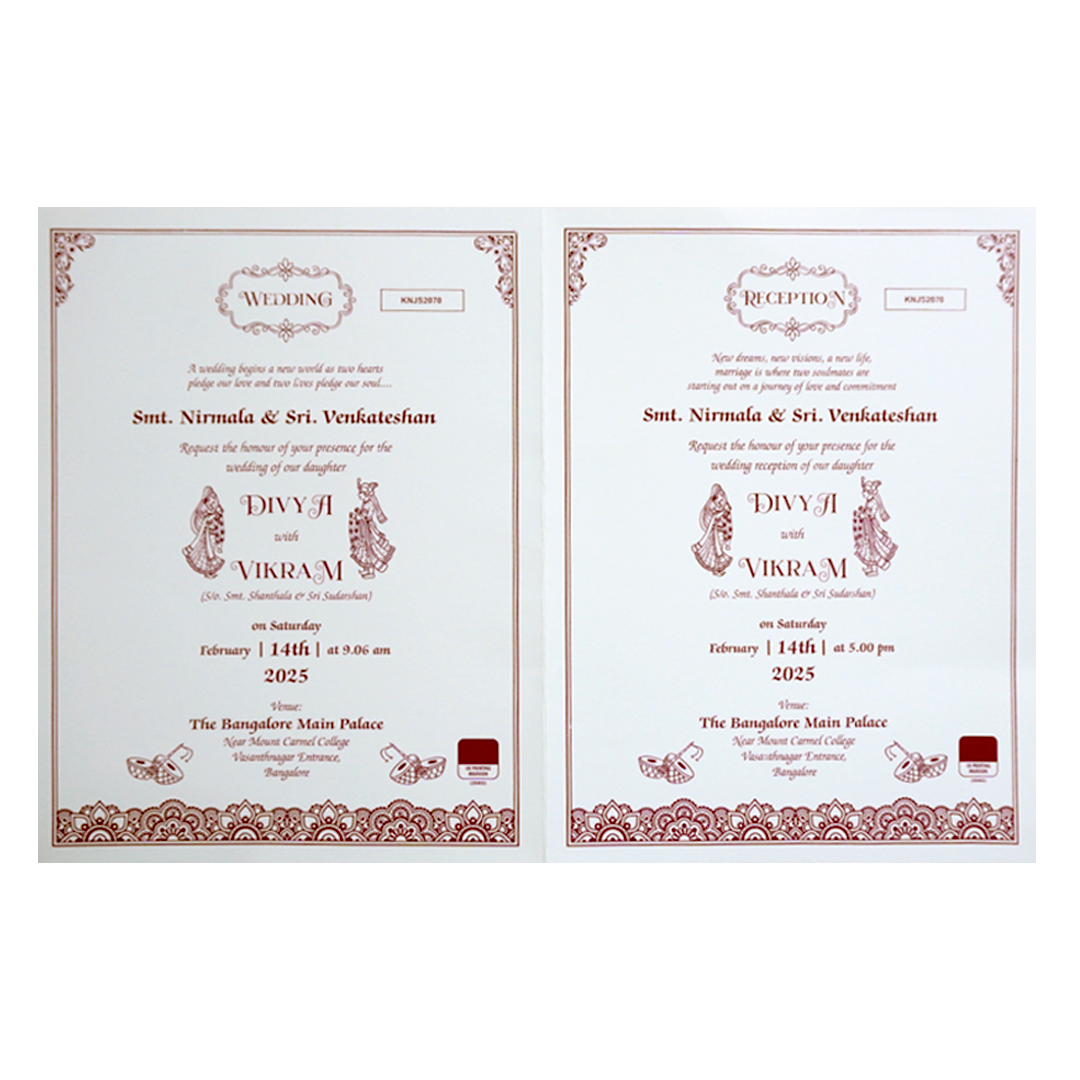 White Laser Cut Ganesha Invitation Card-KNJS2070