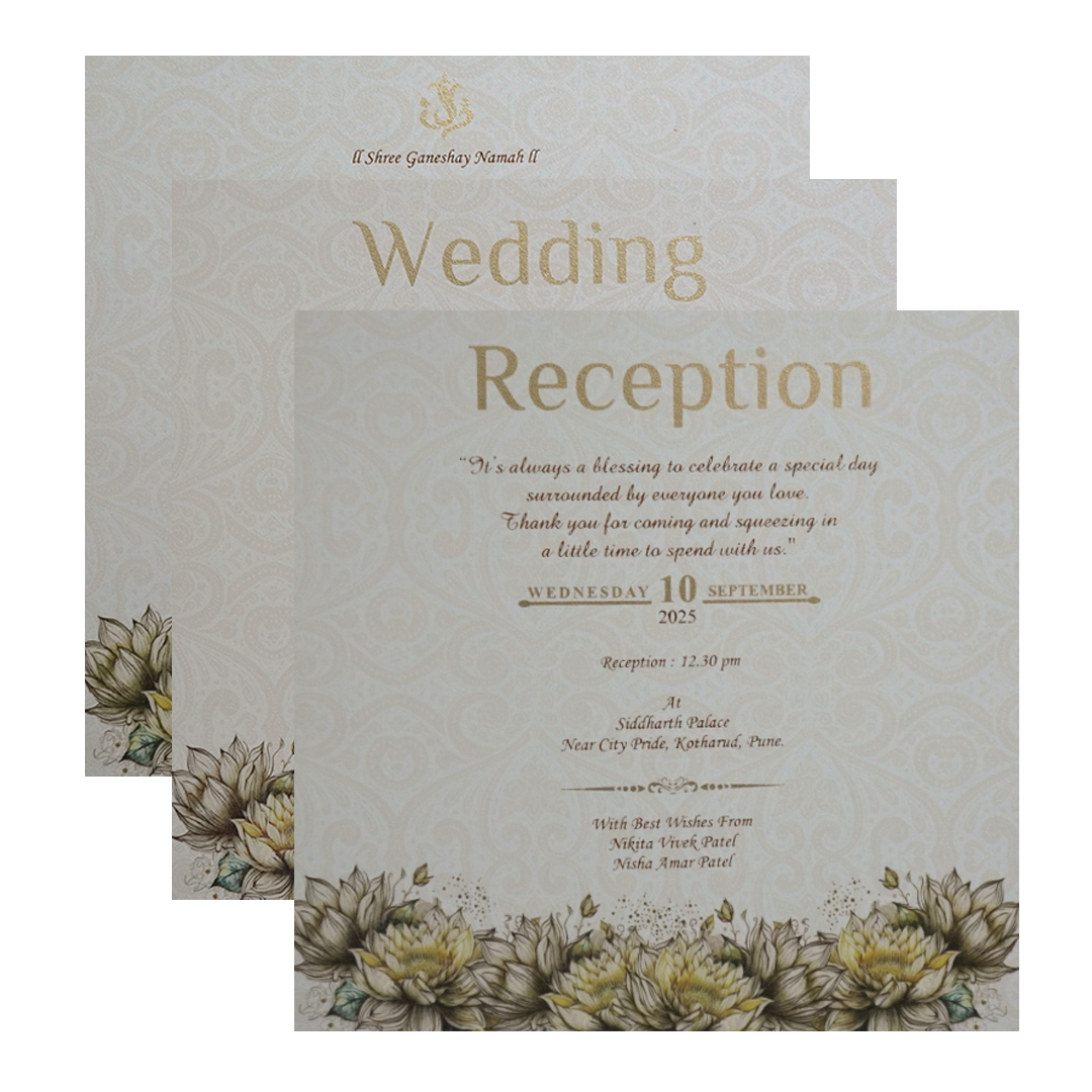 Cream Padded Premium Wedding Invitation-KPR24020