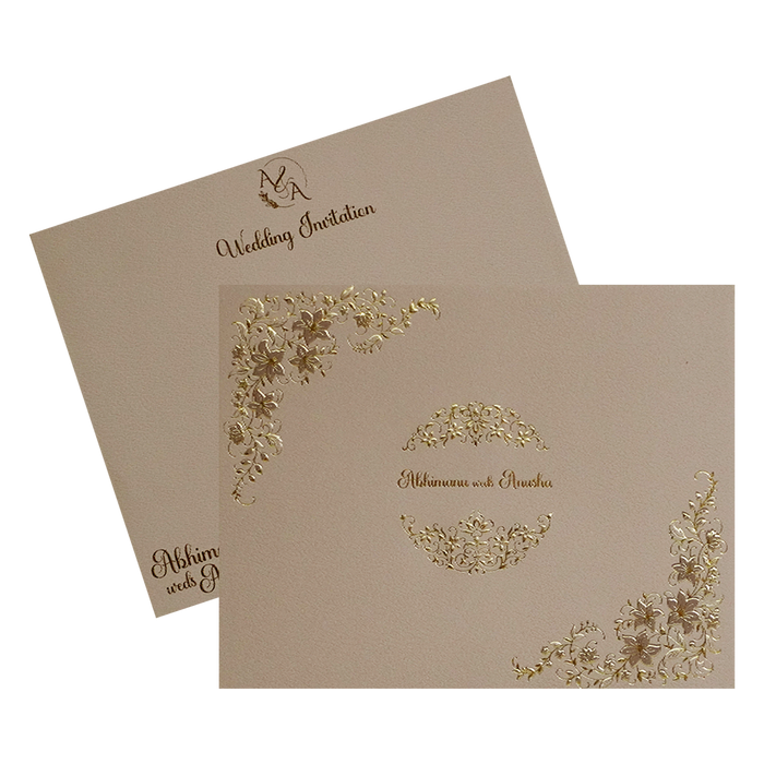 Cream Pink Floral Wedding Card-King of Cards