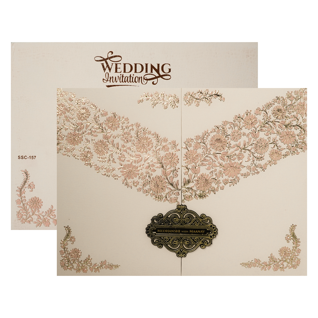 Check out Pink Floral Padded Wedding Card at best price.✅WhatsApp Support ✅Express Delivery.|King of cards.