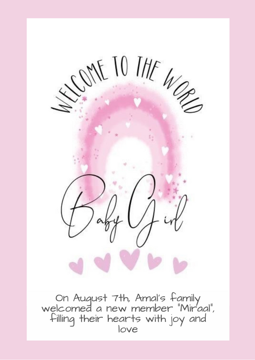 White Floral Baby Birth Announcement Invitation-AABBA009