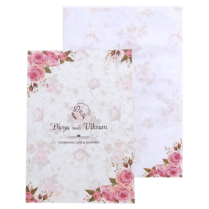 Pink Prince Paper Print Floral Invitation In Offset Print-King of Cards