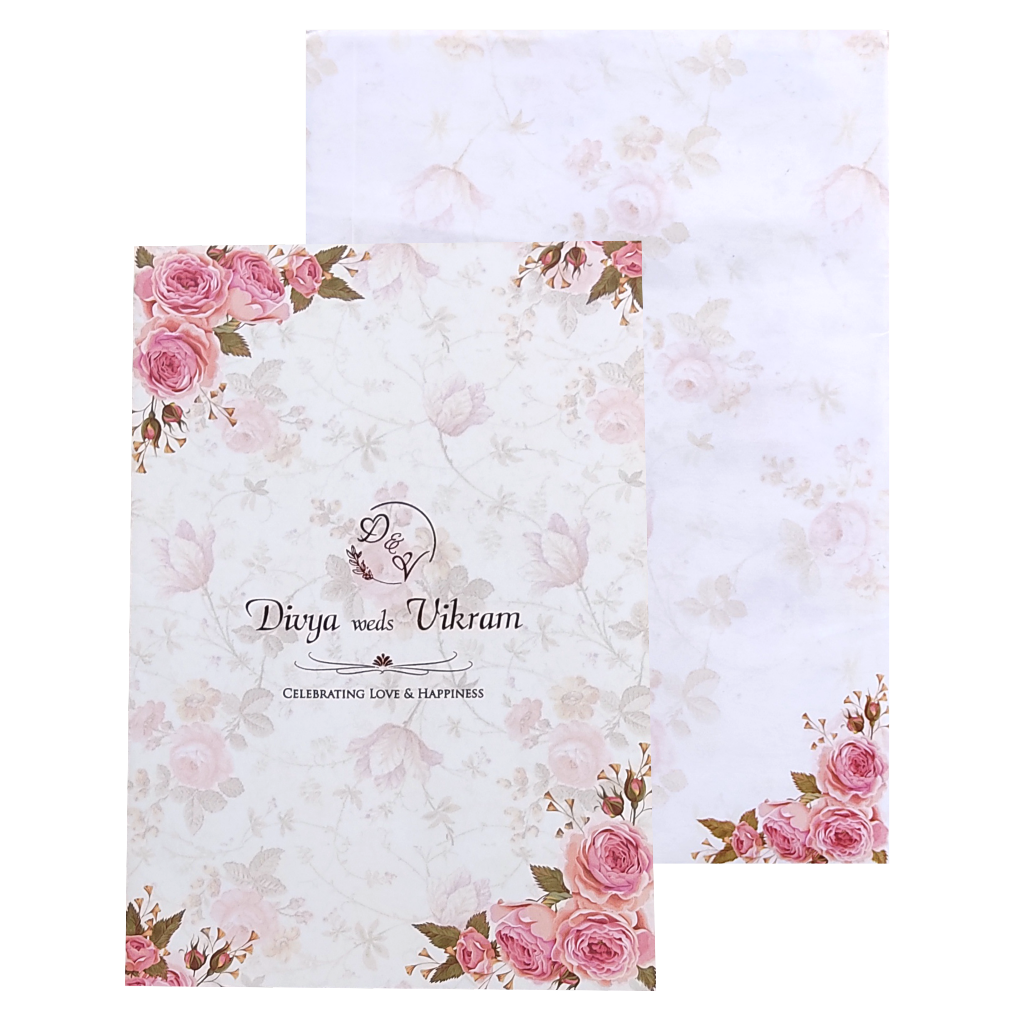 Pink Prince Paper Print Floral Invitation In Offset Print-KNPP680P