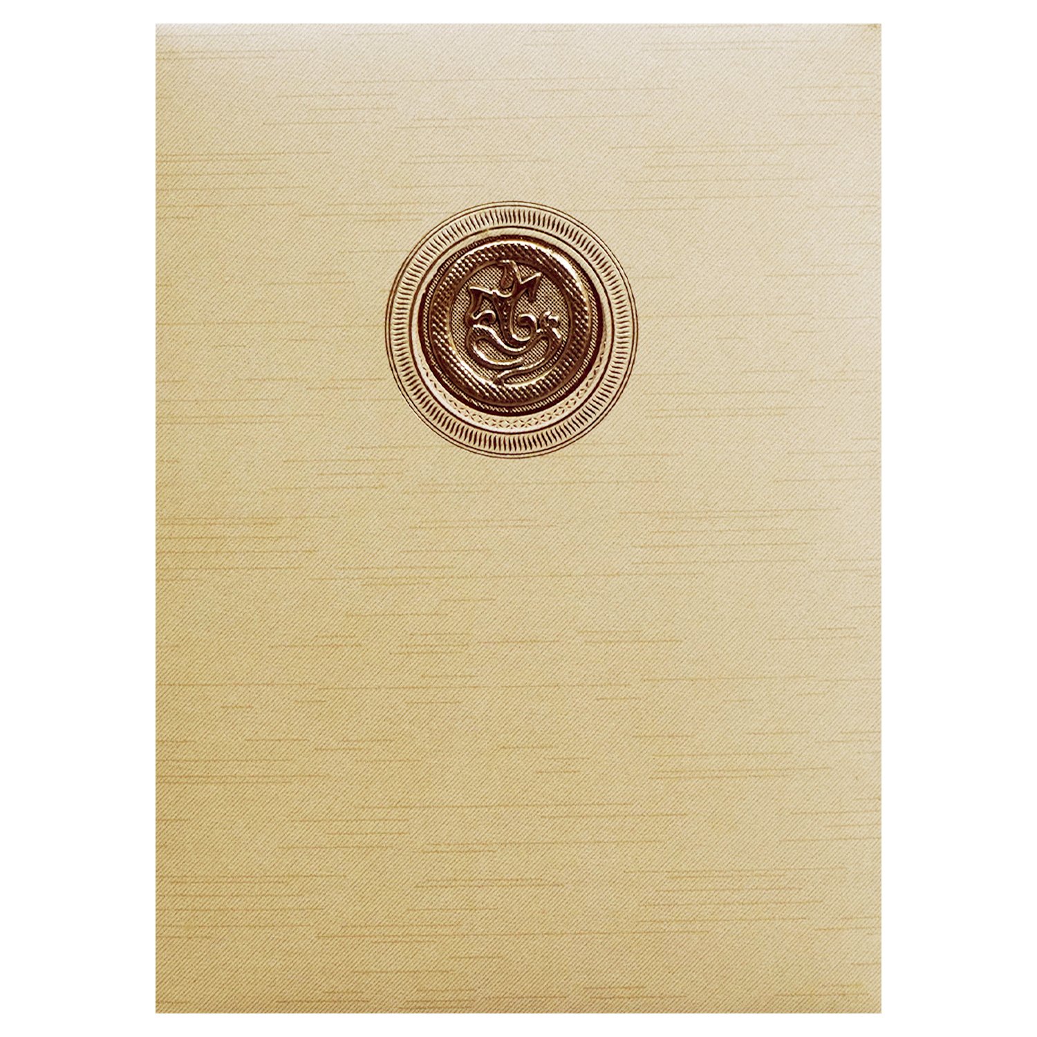 Cream Ganesha Cut Wedding Card-KNRM8705C