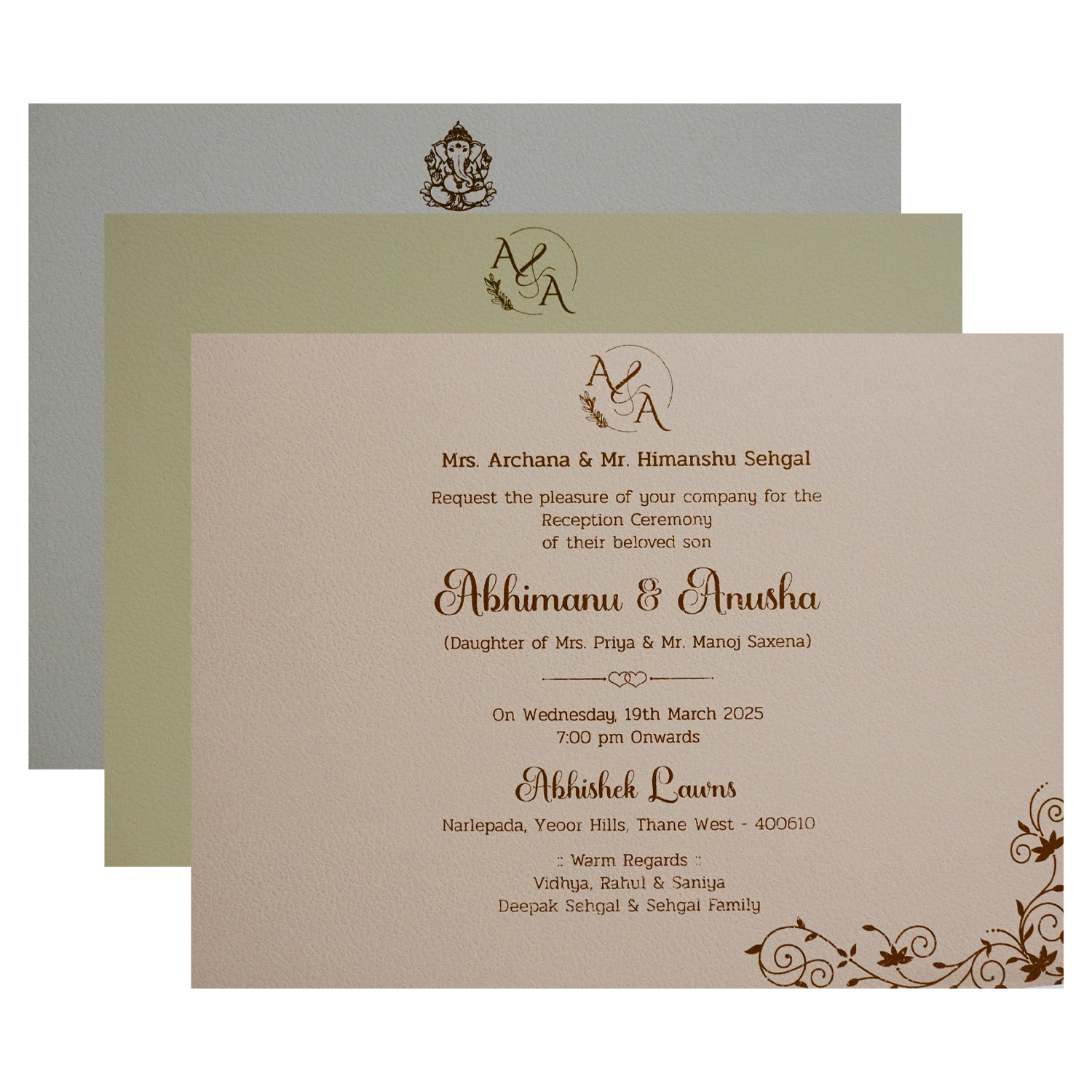 Ivory Padded Wedding Card-KSI12130