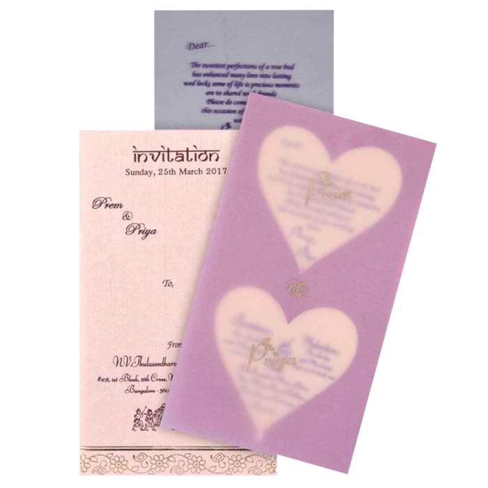 Elegant and attractivePink heart theme personalinvitation card! Buy now! ? Customer Support ? Home Delivery