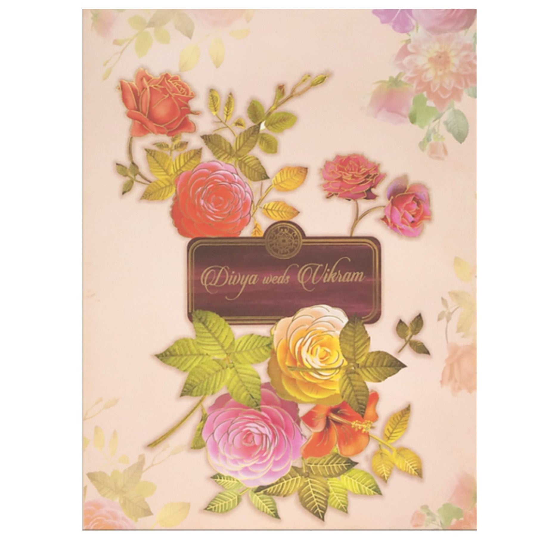 Amazing Peach Shading With Flower Design Padding Invitation Card-KNPO9503P