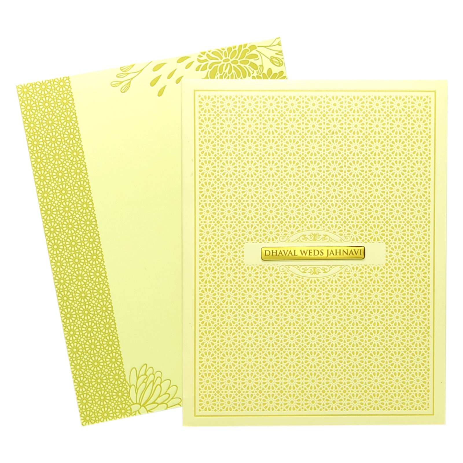Yellow Pattern Designs Wedding Card-KBM04490