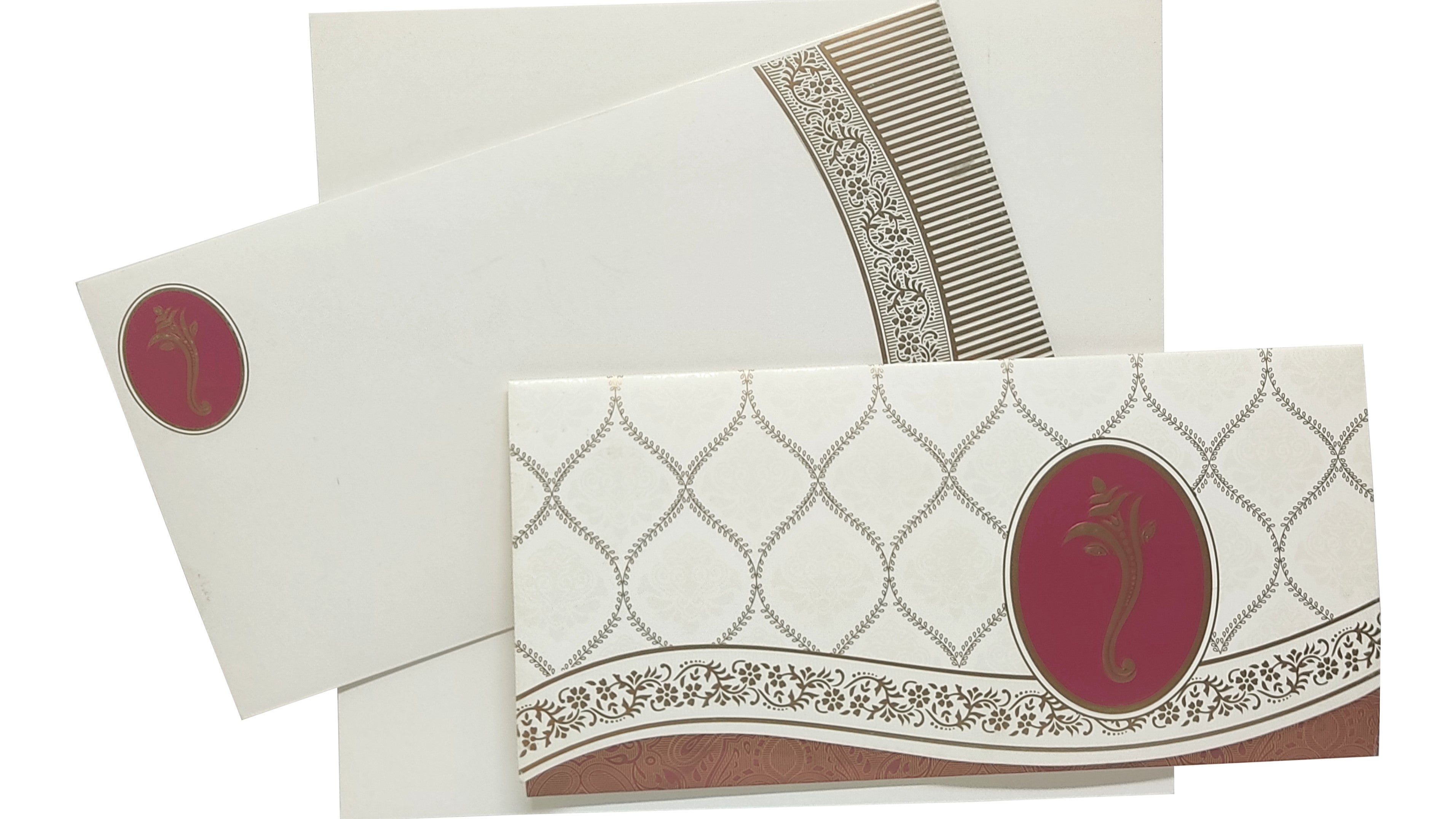 Invitation Card - Designer Green Ganesha Invitation Card-KNK4001