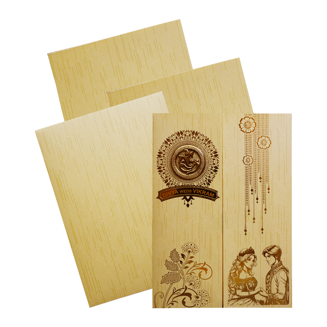 Cream Textured Door-Style Invitation Card-KNKR041C