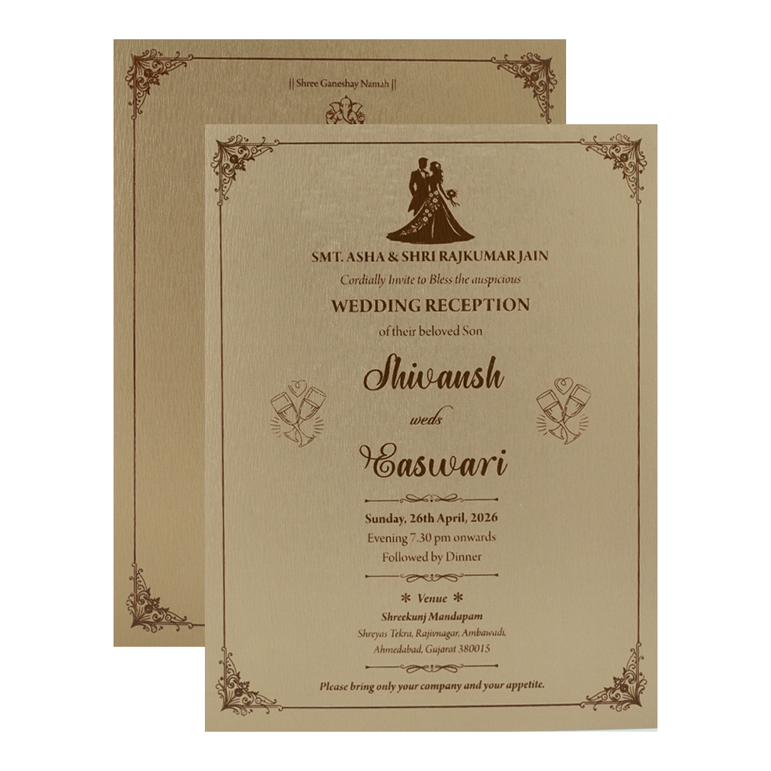 Buy Gold Floral Border Padded Wedding Card