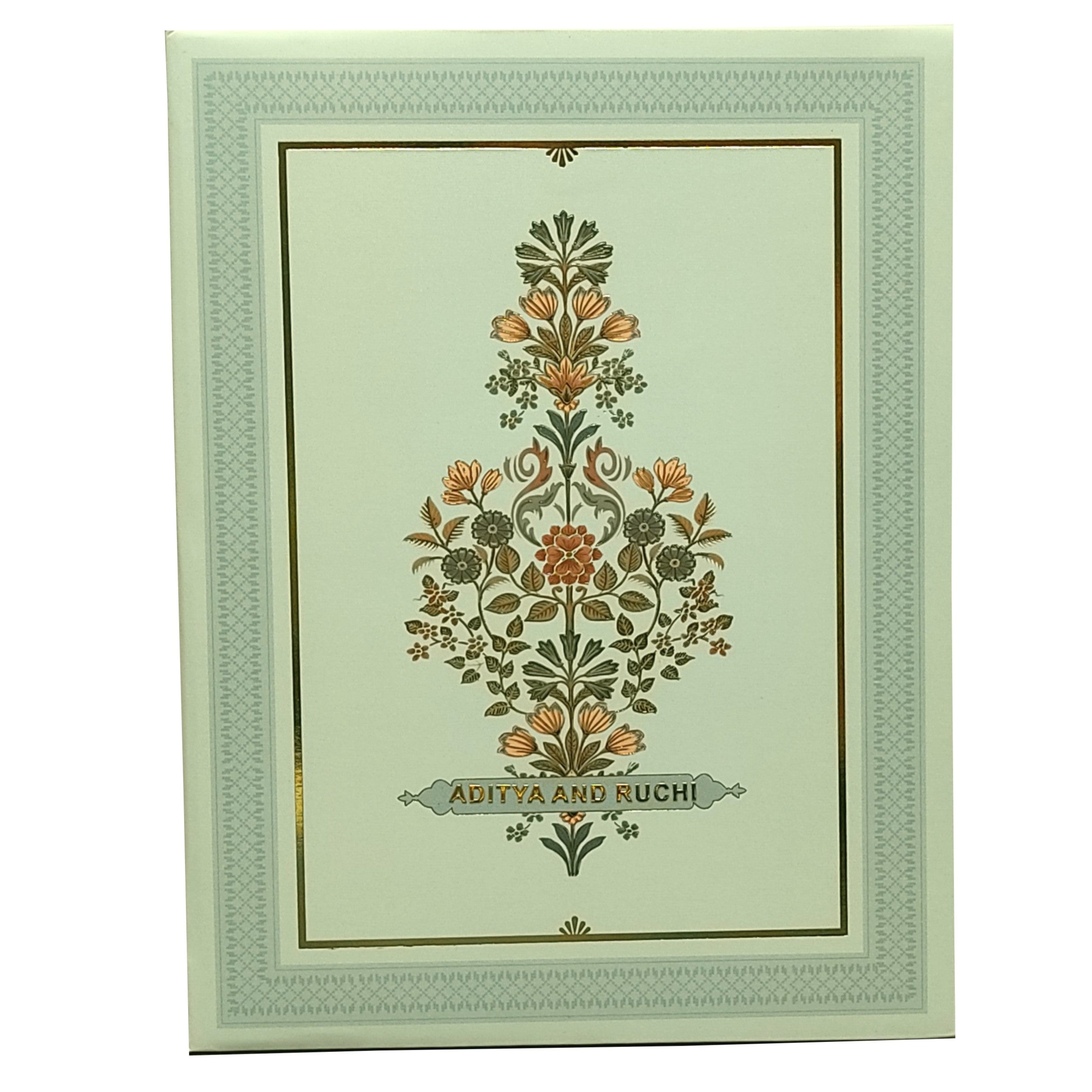 Light Blue Padded Royal Wedding Card-KBM04460