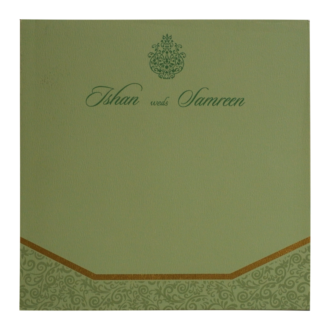 Pista Green Floral Wedding Invitation-KRC30551